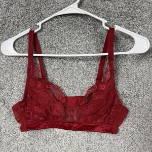 Understance Bra Sz 36B Lace Bralette Scarlet Red Sheer Underwire Sexy Romantic
